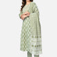 NOZ2TOZ Women Pista Green Anarkali Cotton Kurta With Pant & Dupatta (3pcs Set) - Swadesiicart
