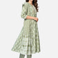 NOZ2TOZ Women Pista Green Anarkali Cotton Kurta With Pant & Dupatta (3pcs Set) - Swadesiicart
