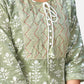 NOZ2TOZ Women Pista Green Anarkali Cotton Kurta With Pant & Dupatta (3pcs Set) - Swadesiicart