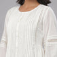 Juniper Women's White Cotton Silk Solid A-Line Kurta | Swadesiicart