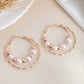 VOJ Women Gold-Polished Pearl Stainless Steel Hoop Earrings - Swadesiicart