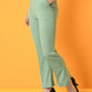 Myshka Women's Green Solid Top With Trousers - Swadesiicart