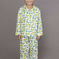 Breathables Kids Cotton Night Suit – White Avocado Print Shirt & Pyjama Co-Ord Set For Boys & Girls