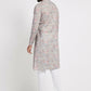 Ethnic India Grey Men's Kurta Floral Polyester | Swadesiicart