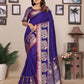 Joban Fashion Royal Blue Solid Banarasi Silk Sarees | Swadesiicart