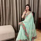 Vamsee Sandhya Sea Green Georgette Saree - Swadesiicart