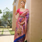 Vishnu Weaves Women's Purple Paithani Silk Zari Woven Saree with Unstitched Blouse - Swadesiicart