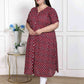 Miravan Women's Plus Size Relaxed Fit Red Floral Printed A-Line Pure Cotton Kurta - Swadesiicart