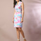 Myshka Women's Multi Printed Shawl Neck Party Top With Skirt Co-ord set - Swadesiicart