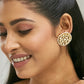 Nuyug 22K Gold-Plated Elegant Kundan Stone Studded & Pearl Beaded Disc Studs | Swadesiicart