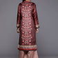 Ahalyaa Women Burgundy & Golden Floral Printed Gotta Patti Floral Velvet Kurta | Swadesiicart