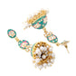 NVR Women Gold-Polished Blue Kundan Jhumkas Earrings | Swadesiicart