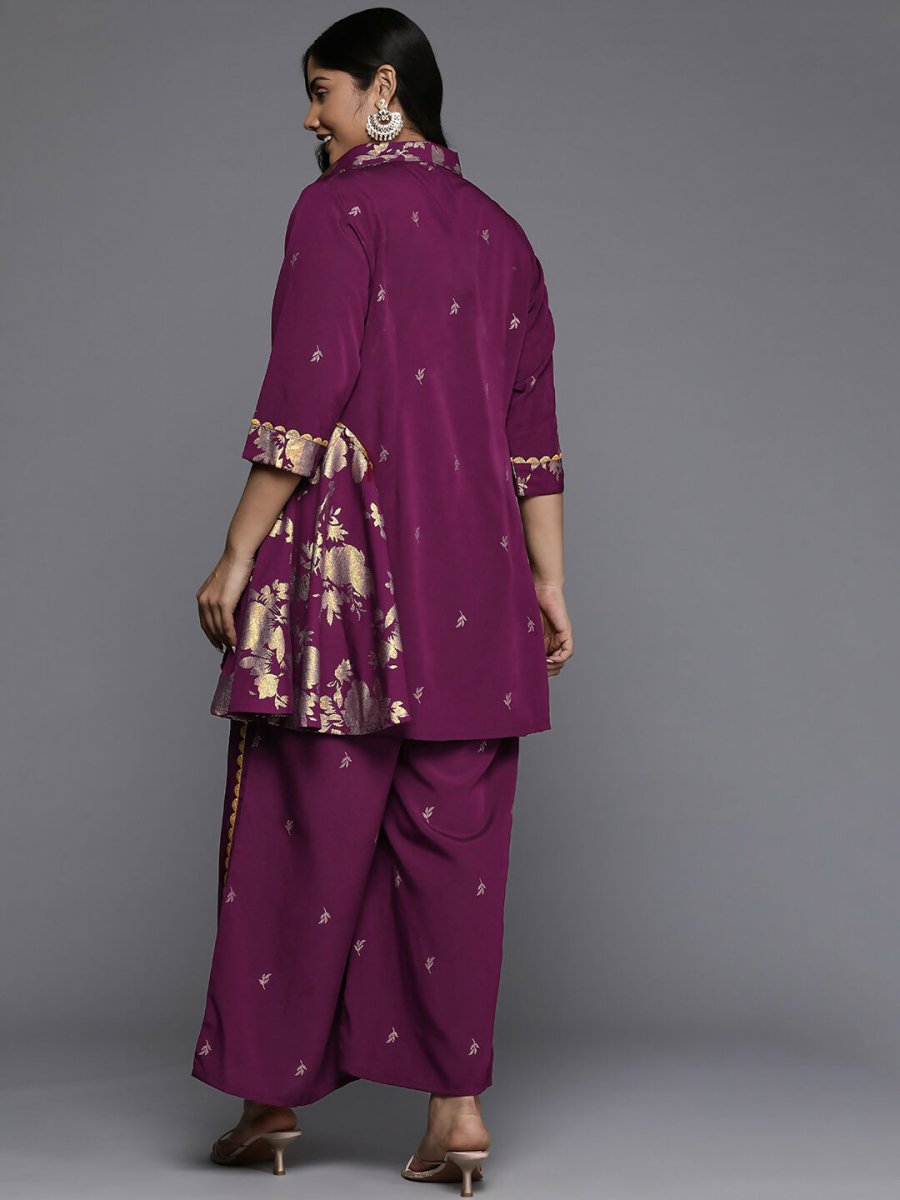 Ahalyaa Women's Traditional wear Co-ords - Purple - Swadesiicart