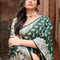 Joban Fashion Emerald Green Banarasi Katan Pure Handloom Banarasi Silk Saree | Swadesiicart