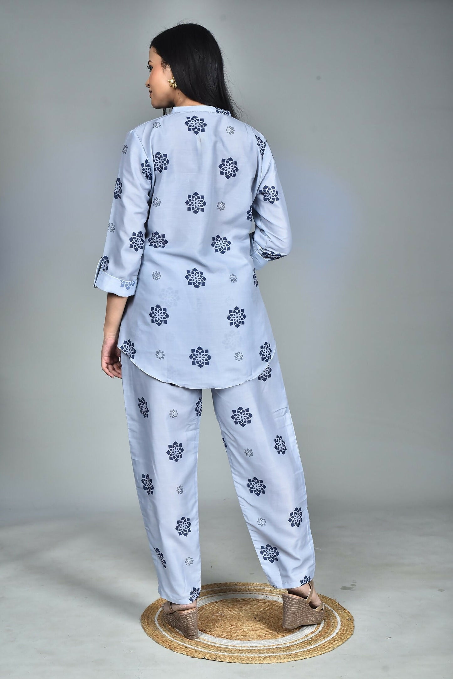 Morchari Digital Print Semi Muslin Co-Ord Set Top & Trouser-Multicolor - Swadesiicart