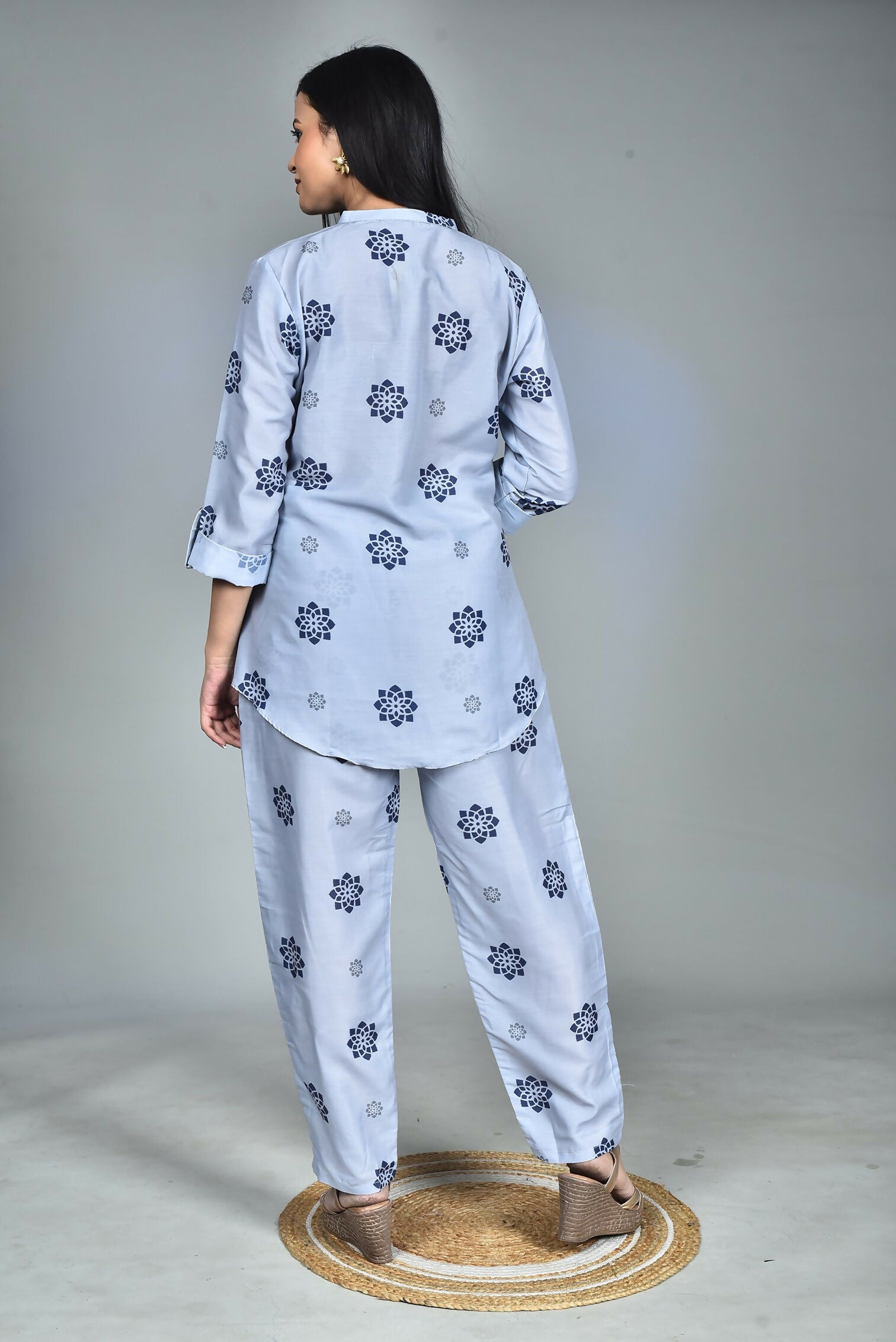 Morchari Digital Print Semi Muslin Co-Ord Set Top & Trouser-Multicolor - Swadesiicart