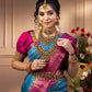 Vamika Weaving Banarasi Jacquard Sky Blue Kanjivaram Saree | Swadesiicart