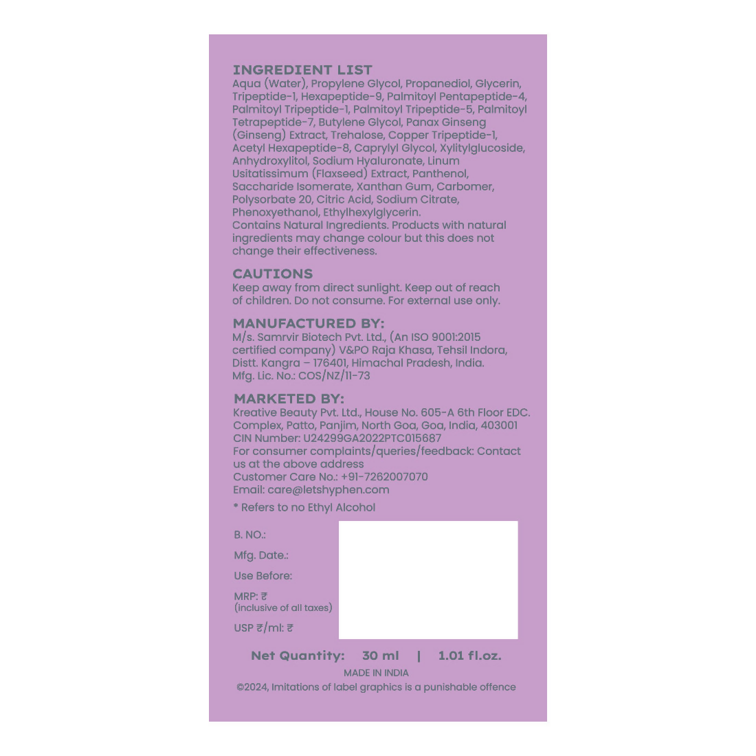 Hyphen 10% Power Peptide Cocktail Serum | Swadesiicart