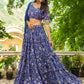 Janasya Blue Georgette Floral Lehenga Choli Dupatta | Swadesiicart