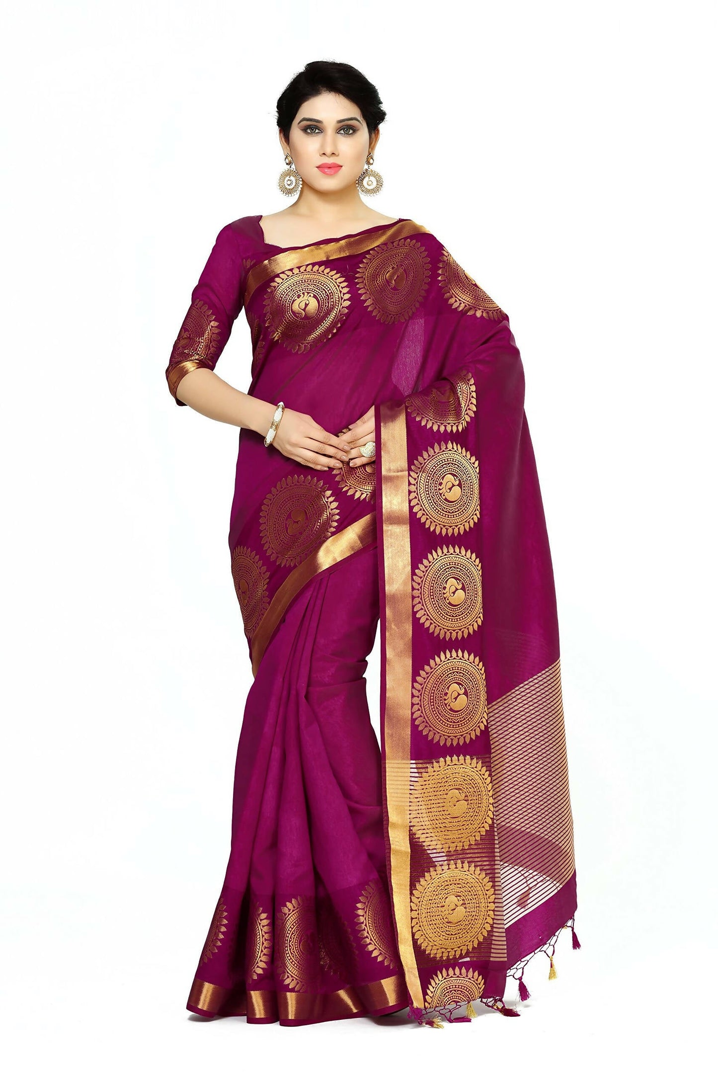 Mimosa Women's Purple Tussar Silk Banarasi Saree | Swadesiicart