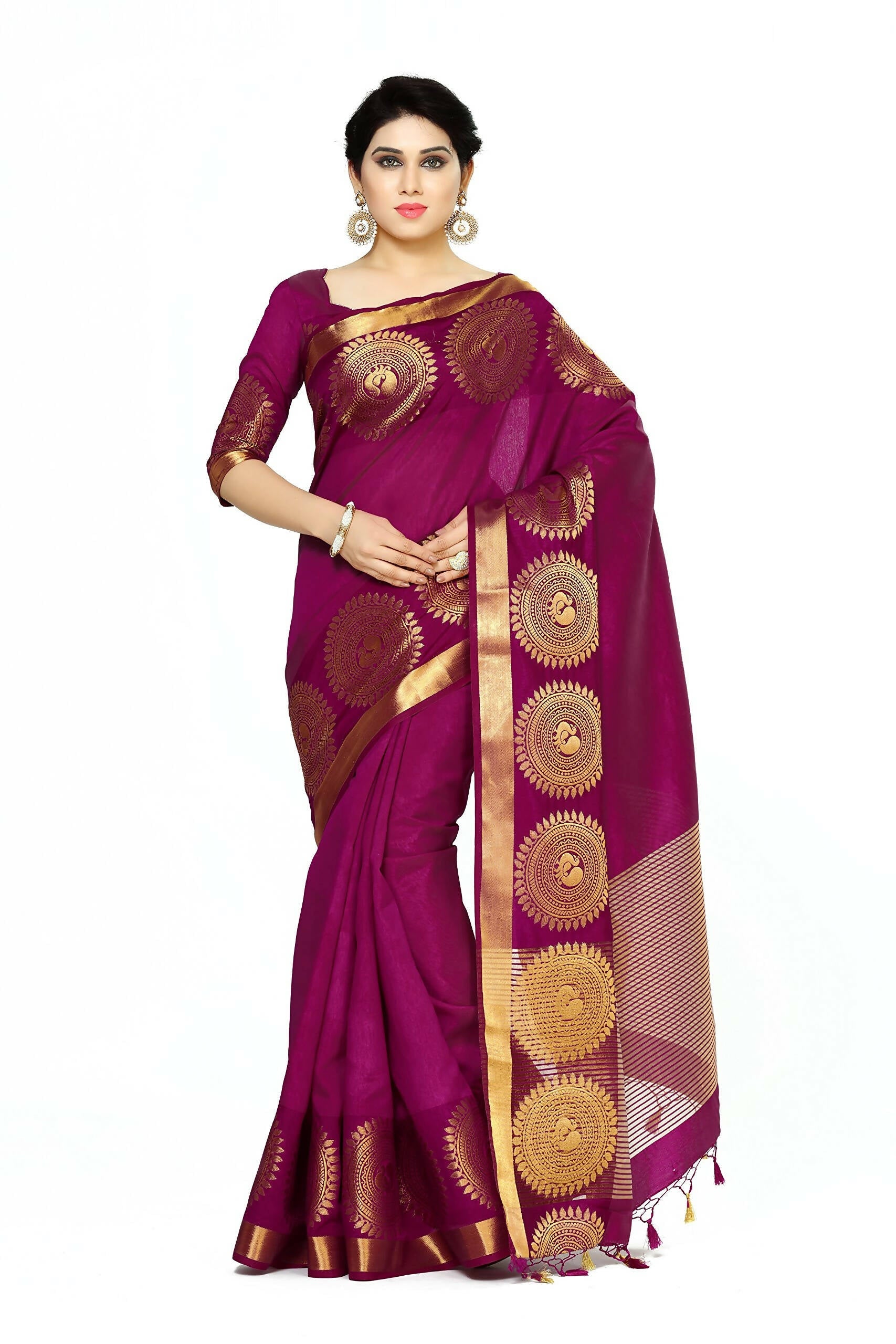 Mimosa Women's Purple Tussar Silk Banarasi Saree | Swadesiicart
