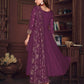 Jyoti Fashion Women's Purple Georgette Embroidered Anarkali Kurta Pant Set With Dupatta | Swadesiicart
