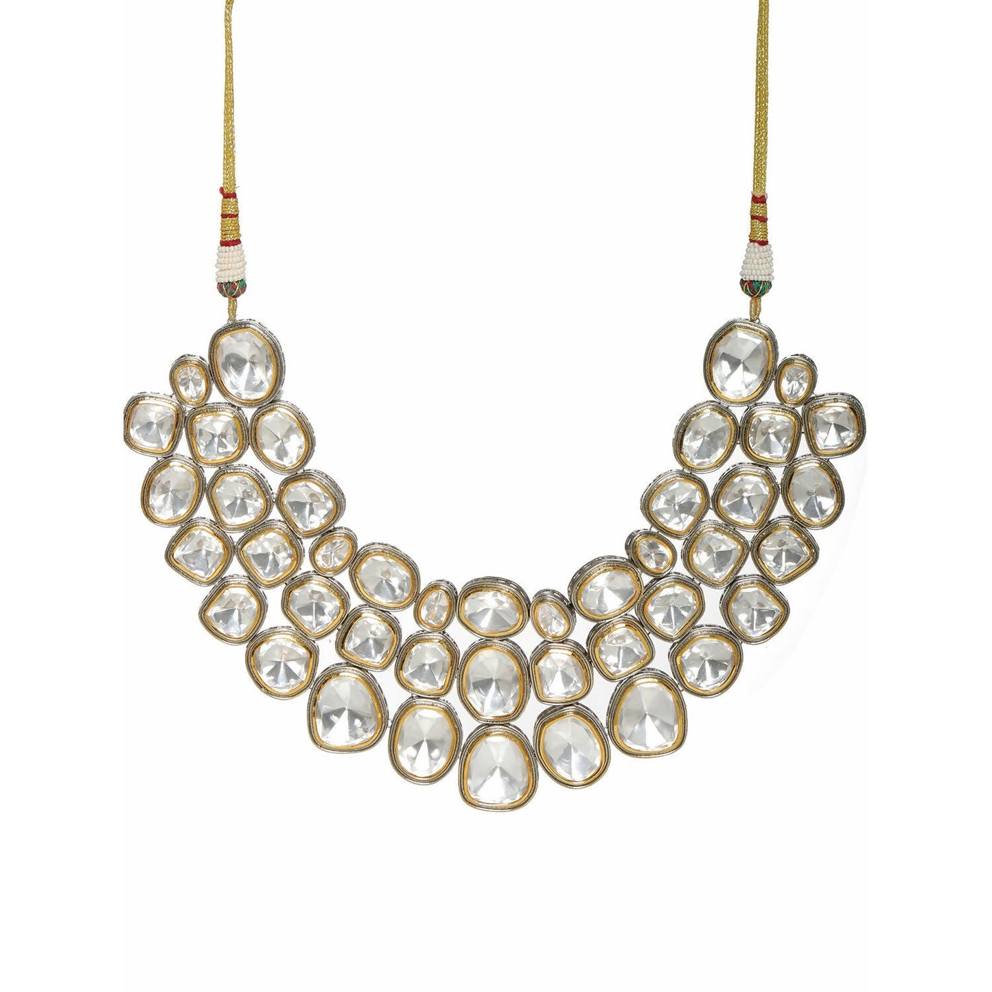 Maharani Layered Choker (Silver) - Ruby Raang | Swadesiicart
