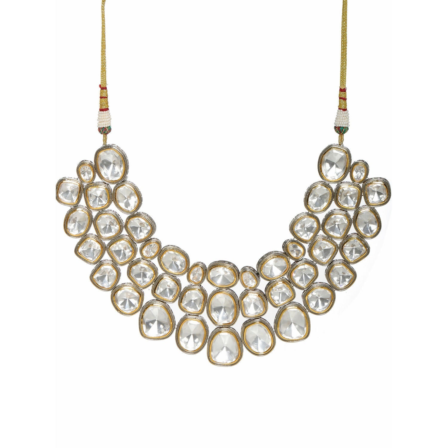 Maharani Layered Choker (Silver) - Ruby Raang | Swadesiicart