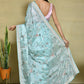 Blue Satin Silk Sequence Embroidered With Stone Work Festive Saree - Nimaya Denzy
