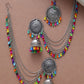 Mominos Fashion Johar Kamal Bahubali Multi Beads Earrings With Tikka - Mominos Fashion