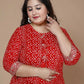 Miravan Women's Plus Size Festive Wear Red Bandhani Printed Straight Kurta - Swadesiicart