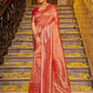 Astita Banarasi Silk Peach Saree | Swadesiicart