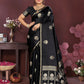 Joban Fashion Black Floral Motifs Banarasi Silk Sarees | Swadesiicart