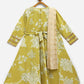 Ahalyaa Lemon Yellow Crepe Digital Print Kids Kurta With Dupatta Set For Girls | Swadesiicart