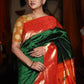 Very Much Indian Triple Muniya Border Paithani- Authentic Handloom Pure Silk With Parrots Pallu - Zari Stripes | Swadesiicart