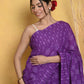 Very Much Indian Handblock Printed Cotton Saree With Natural Dyes - Purple | Swadesiicart