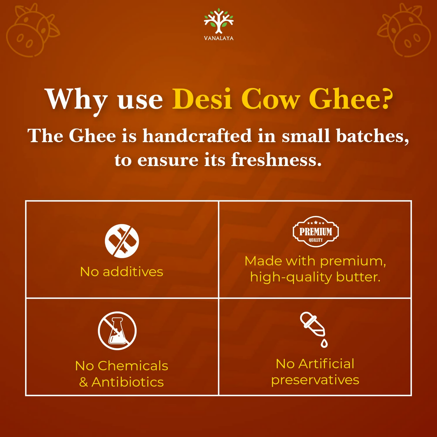 Vanalaya A2 Desi Cow Ghee Prepared By Traditional Bilona Method | Swadesiicart