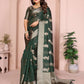 Aastha Fashion Dark Green Soft Organza Silk Weaving Saree