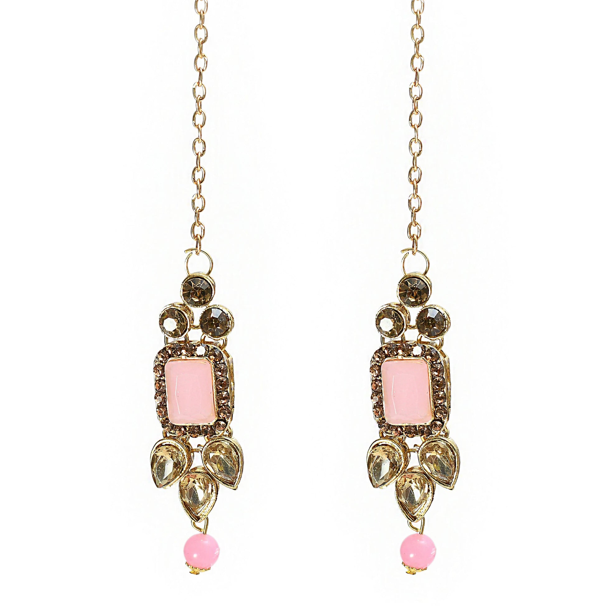 Mominos Fashion Johar Kamal Gold-Polished Brass Finish Kundan/Stone Choker For Women (Baby Pink) | Swadesiicart