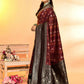 Joban Fashion Maroon & Black Plain With Weaving Border Banarasi Silk Sarees | Swadesiicart