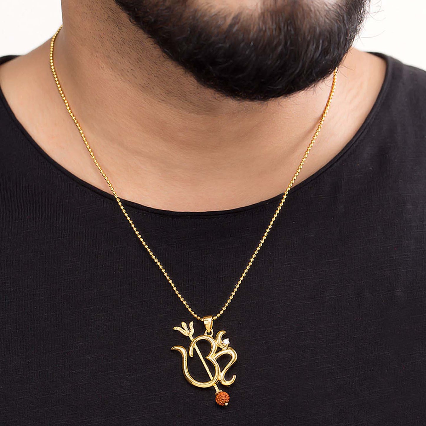 trueBrowns X Voylla Rudraksha Studded 'OM' Rakhi-Pendant | Swadesiicart