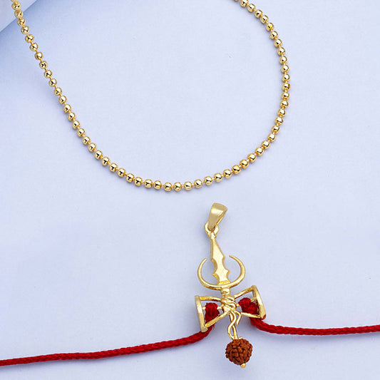 trueBrowns X Voylla Shiva Damru Rudraksha Rakhi-Pendant | Swadesiicart