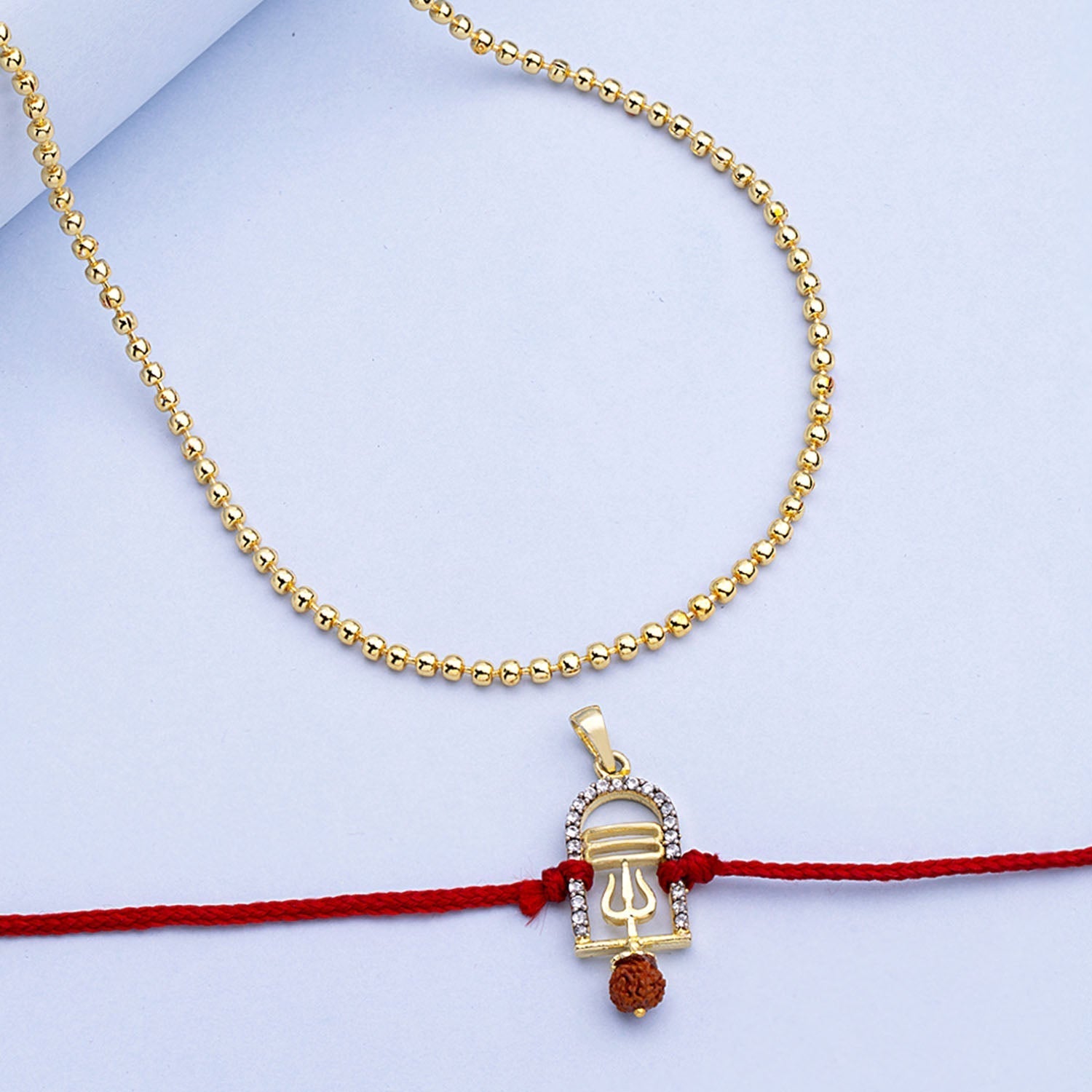 trueBrowns X Voylla CZ Studded Trushul Rakhi-Pendant | Swadesiicart