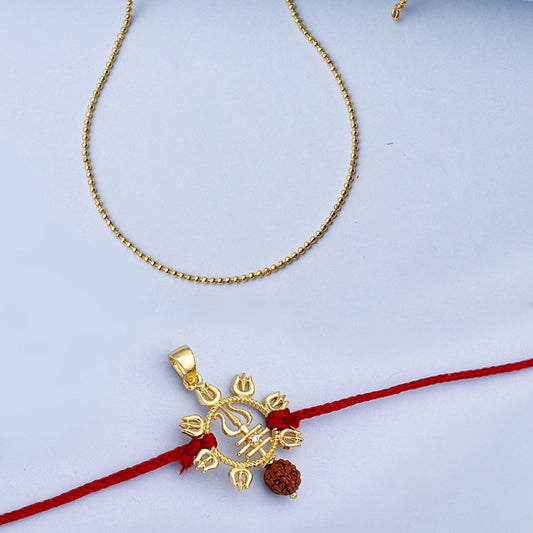 trueBrowns X Voylla Rudraksha Studded Trishul Rakhi-Pendant | Swadesiicart