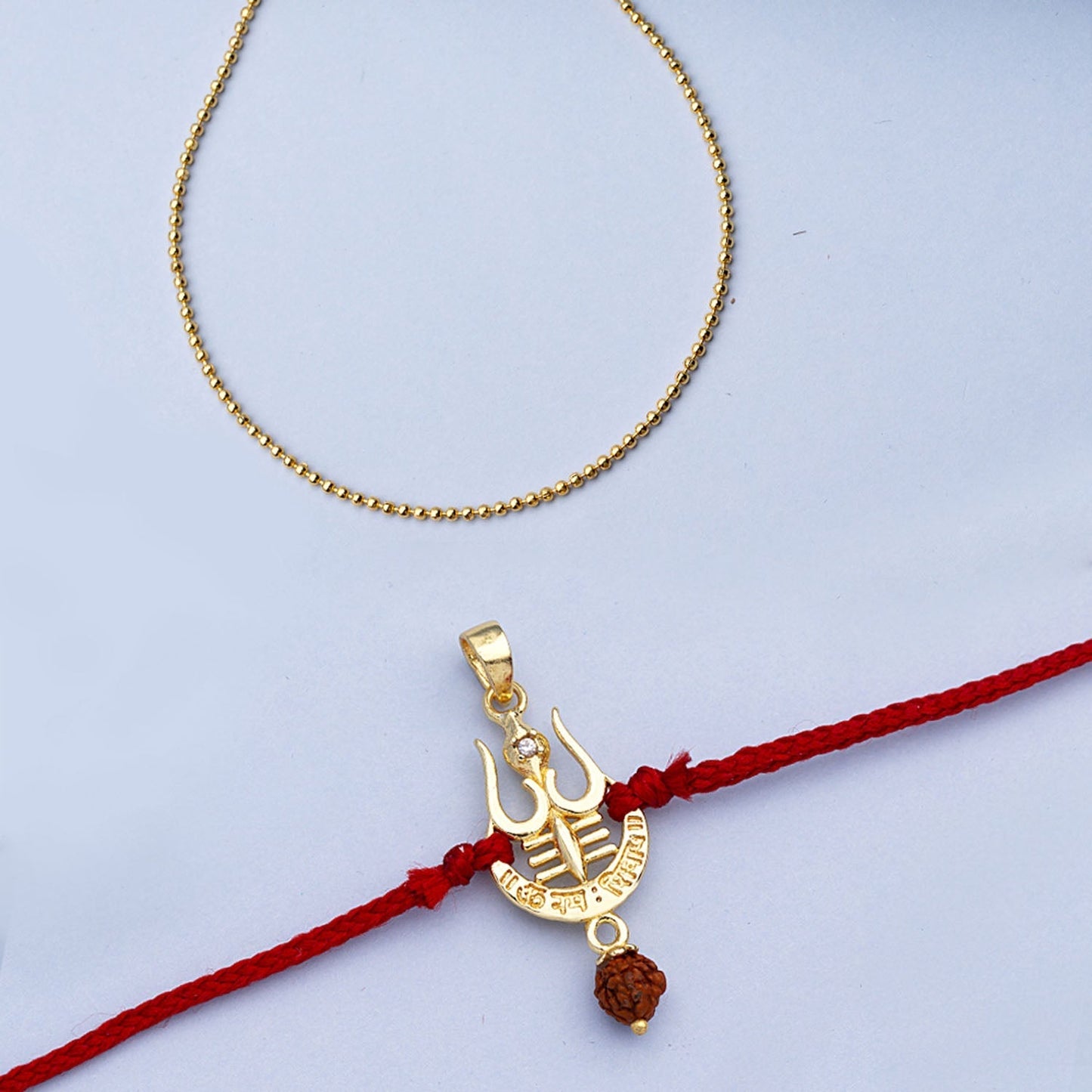 trueBrowns X Voylla Rudraksha Studded Trishul Rakhi-Pendant | Swadesiicart