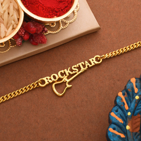 trueBrowns Gold Tone ROCKSTAR Rakhi | Swadesiicart