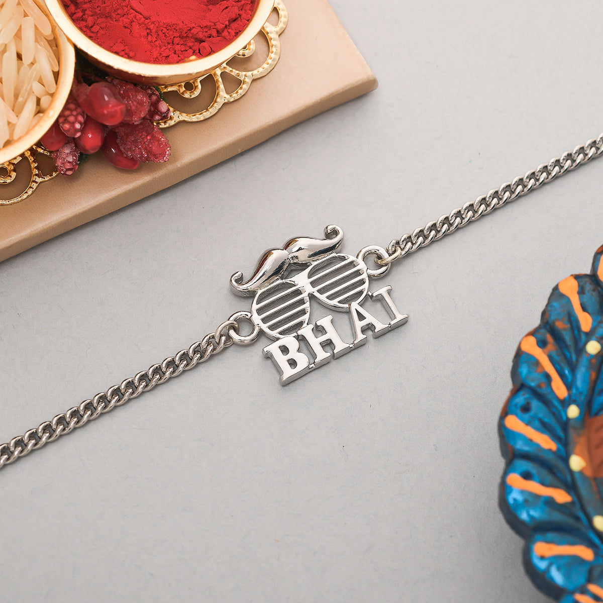 trueBrowns Exclusive Silver Plated BHAI Bracelet Style Rakhi | Swadesiicart