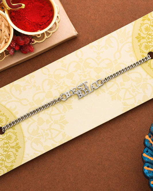 trueBrowns Silver Tone Best Bhai Bracelet Style Rakhi | Swadesiicart