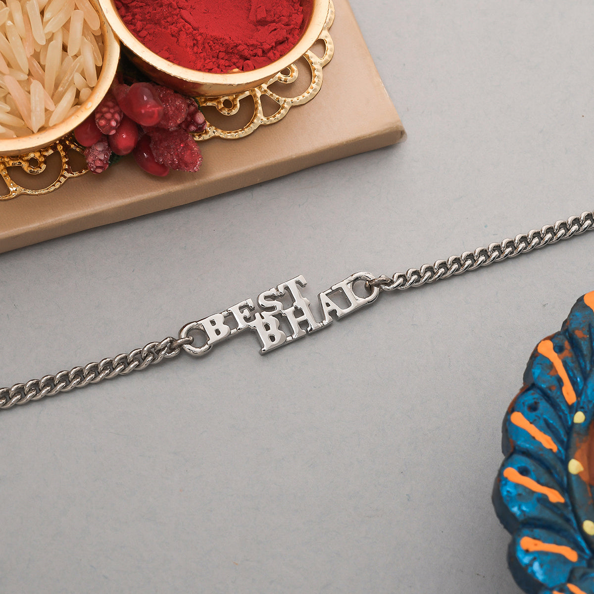 trueBrowns Silver Tone Best Bhai Bracelet Style Rakhi | Swadesiicart