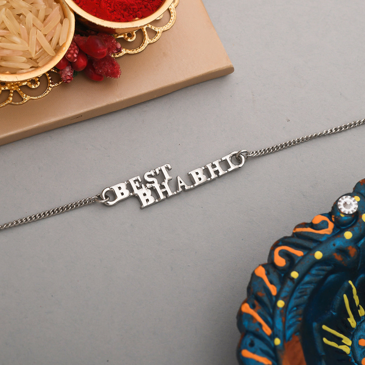 trueBrowns Silver Tone Best Bhabhi Rakhi | Swadesiicart